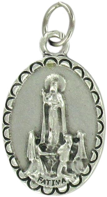 medaglia madonna di fatima ovale in metallo - 2 cm
