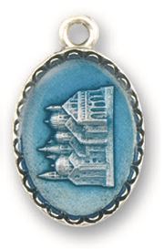 medaglia sant antonio ovale in metallo ossidato con smalto - 1,8 cm