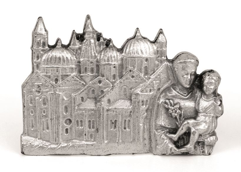 basetta sant antonio e basilica di padova in metallo - 5,5 x 4 cm