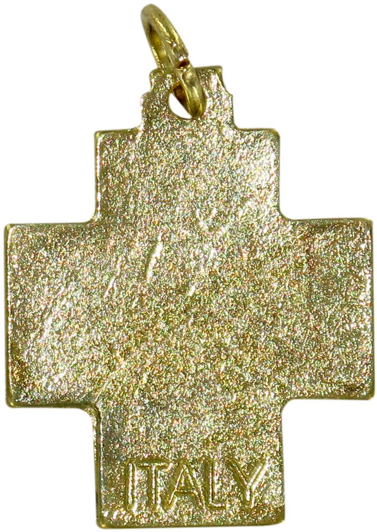stock: croce alfa e omega metallo dorato con smalto bianco - 2 cm