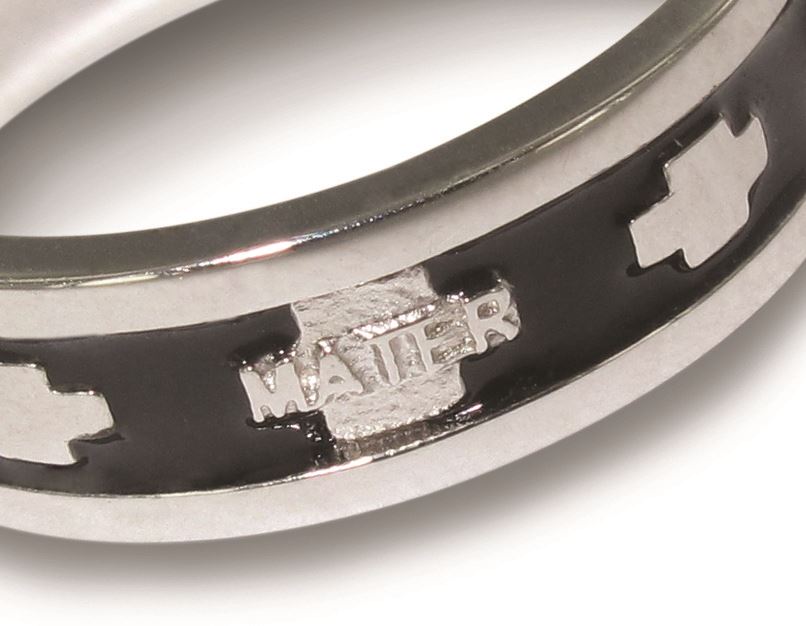 fedina rosario in argento smaltata nera con crocette mm 13