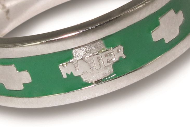 fedina rosario in argento smaltata verde con crocette mm 13