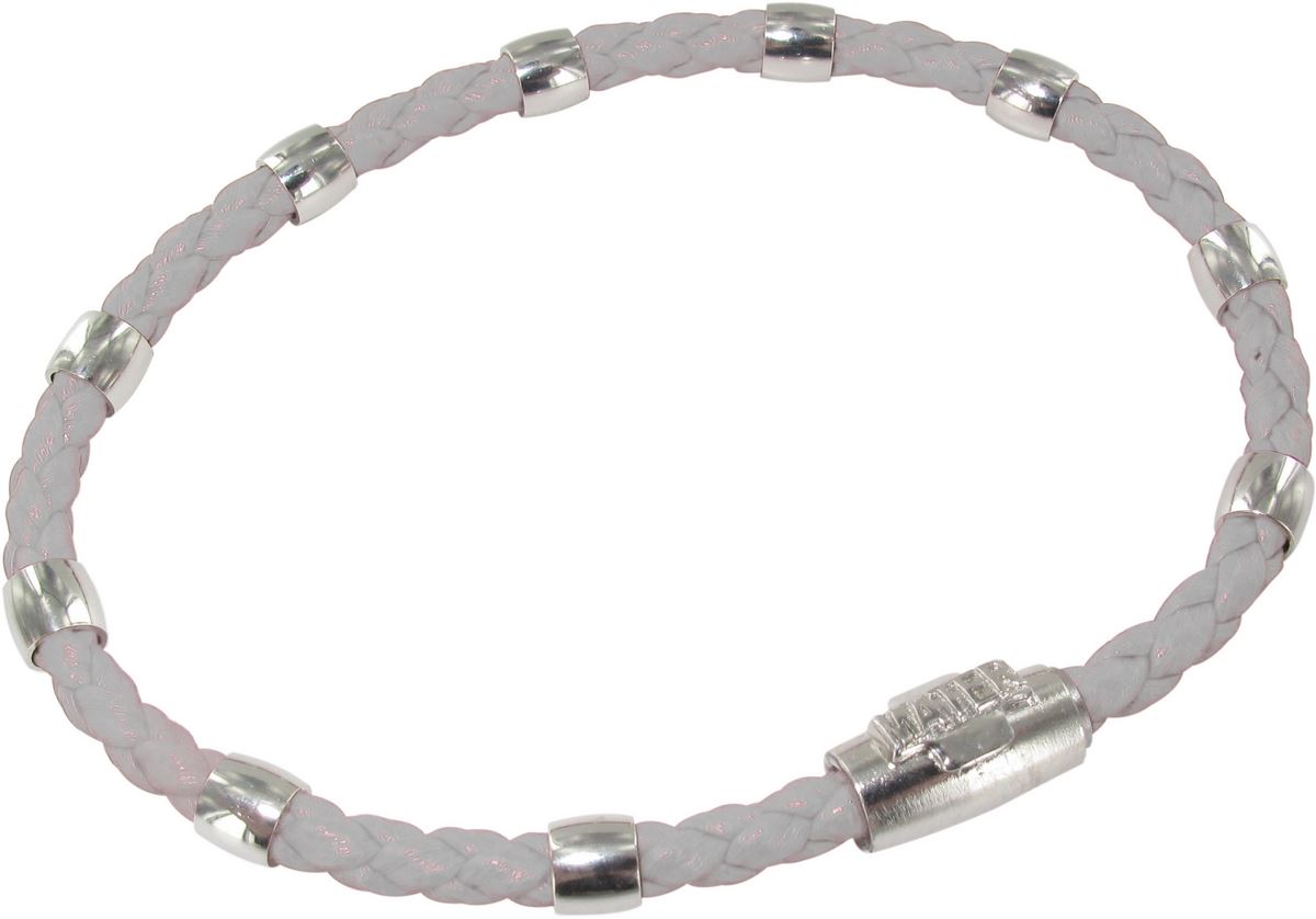 bracciale cordoncino con croce e decine in argento con chiusura calamitata - bianco