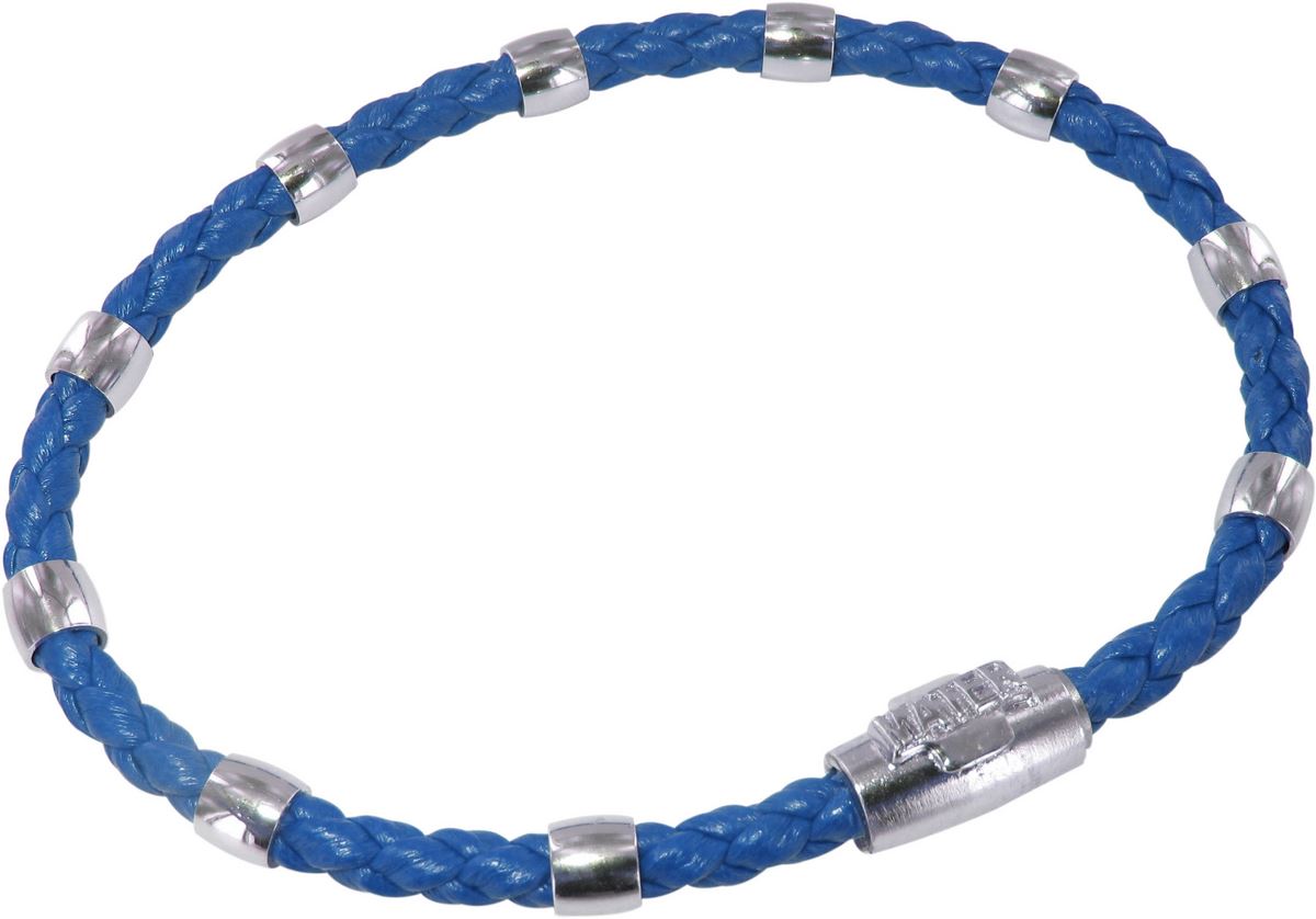 bracciale cordoncino con croce e decine in argento con chiusura calamitata - blu