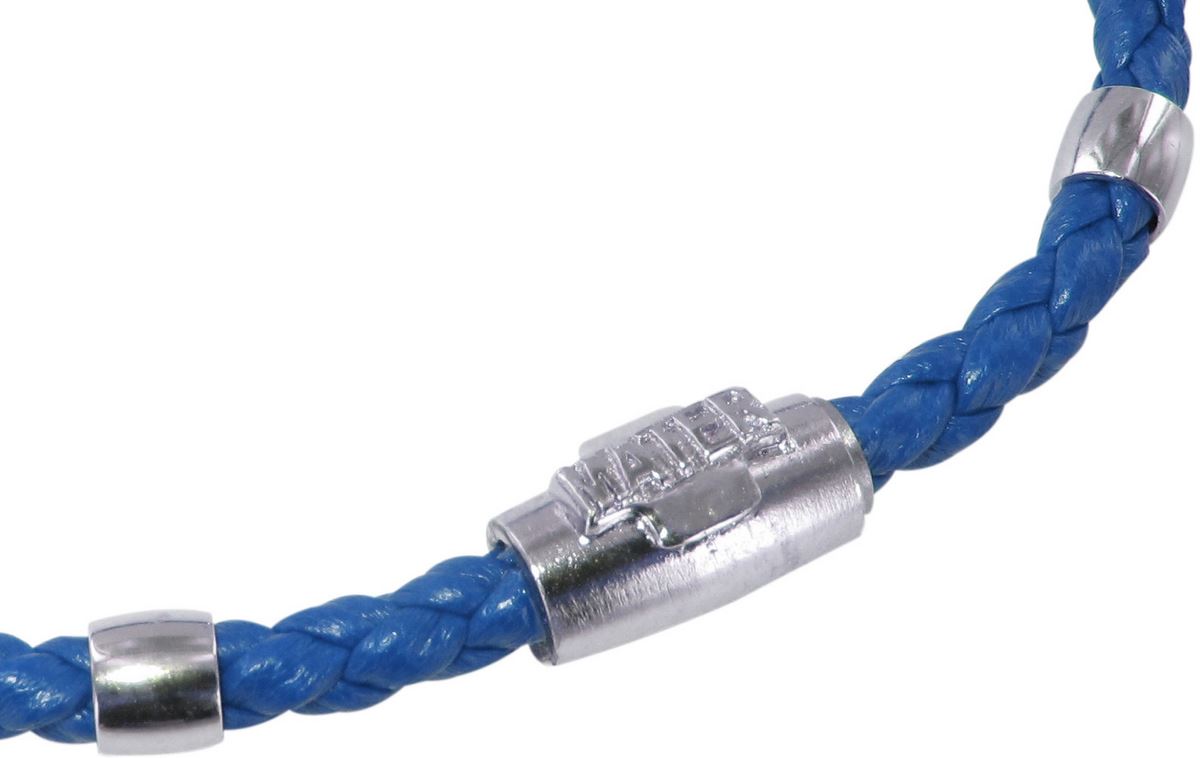 bracciale cordoncino con croce e decine in argento con chiusura calamitata - blu