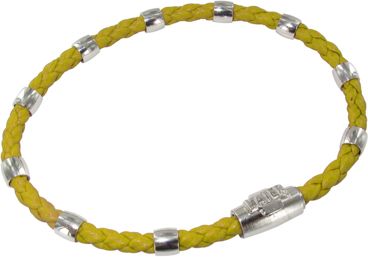 bracciale cordoncino con croce e decine in argento con chiusura calamitata - giallo