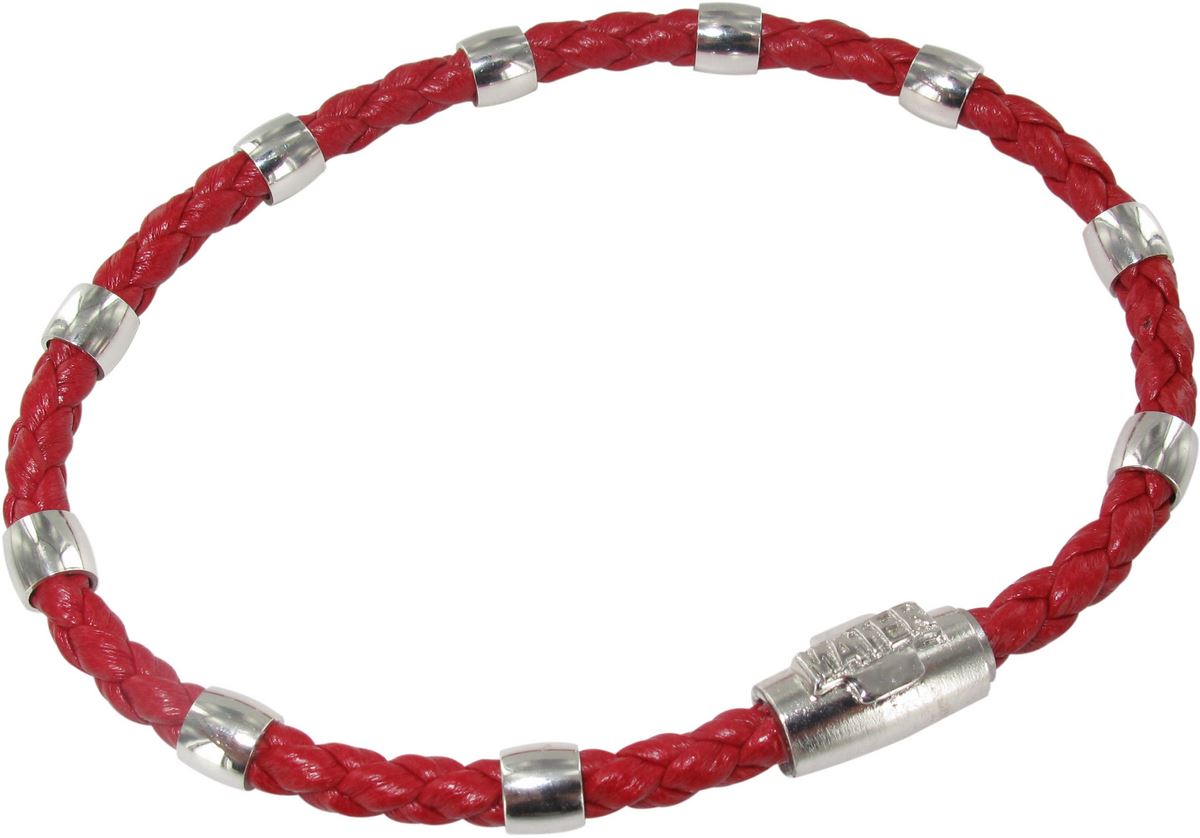 bracciale cordoncino con croce e decine in argento con chiusura calamitata - rosso