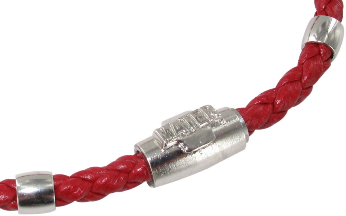 bracciale cordoncino con croce e decine in argento con chiusura calamitata - rosso