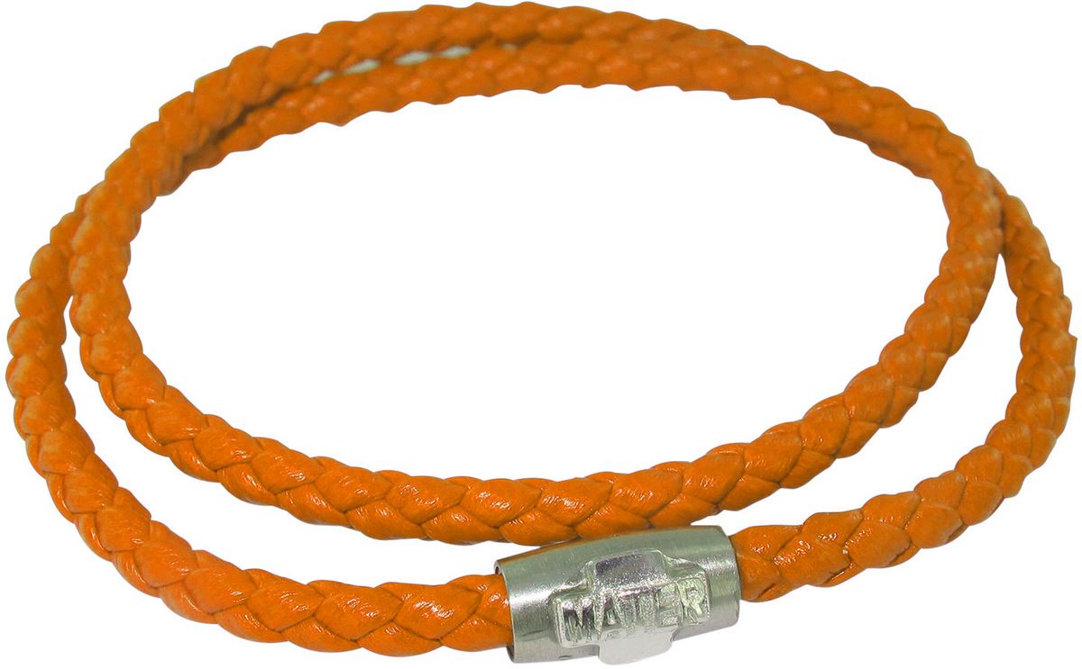 bracciale doppio cordoncino con croce argento e chiusura calamitata - arancione