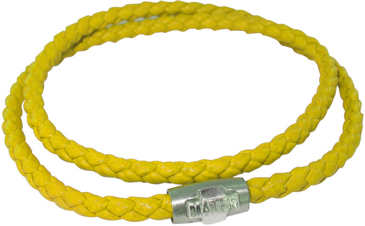 bracciale doppio cordoncino con croce argento e chiusura calamitata - giallo