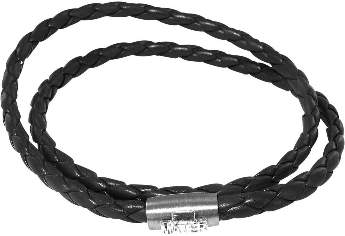 bracciale doppio cordoncino con croce argento e chiusura calamitata - nero