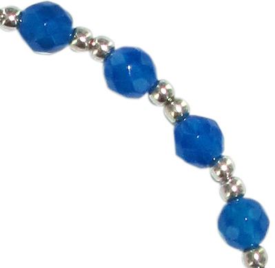 braccialetto linea mater in argento con 12 grani in agata blu diametro mm 4 e croce tau