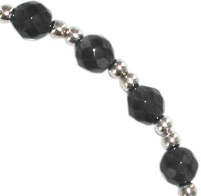 braccialetto linea mater in argento con 12 grani in ematite diametro mm 4 e croce tau