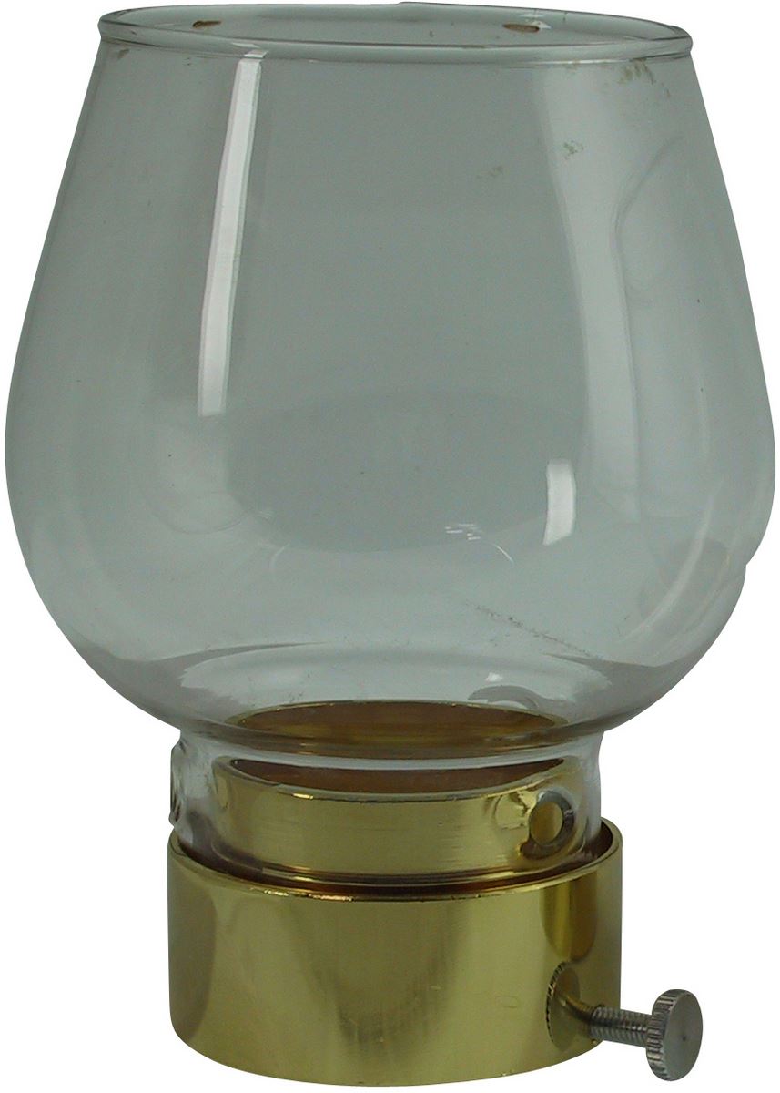 antivento in vetro da Ø 4 mm con ghiera a vite - metallo dorato