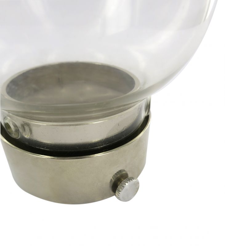 antivento in vetro da Ø 5 mm con ghiera a vite - metallo nichelato