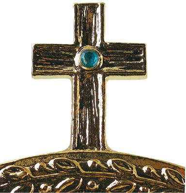 ostensorio ostia barocco con gemma incastonata nella croce - 39 cm 