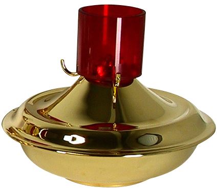 lucerna in metallo dorato con vietro rosso - Ø 25 cm