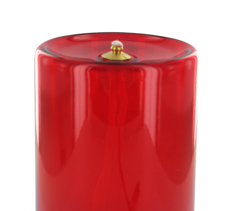 vetro rosso con stoppino - Ø 7,5 x 20 cm