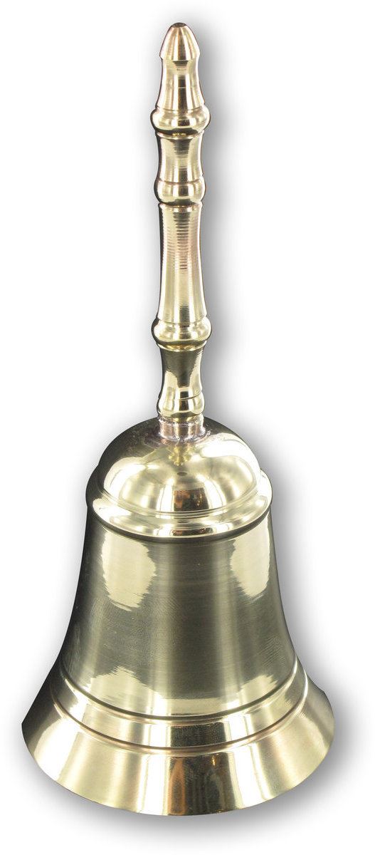 campanello liturgico classico per celebrazione messa, ottone, 14 x 6,5 cm