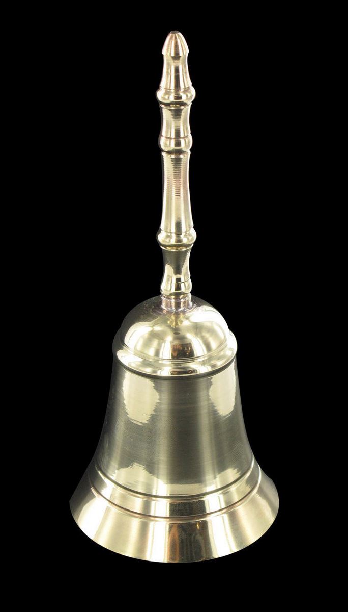 campanello liturgico classico per celebrazione messa, ottone, 14 x 6,5 cm