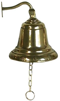 campana in ottone dorato con attaco a muro - 13 cm