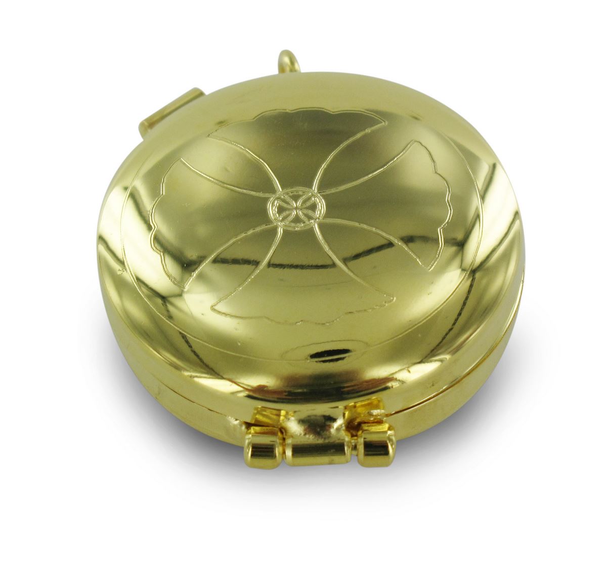 teca eucaristica ostie in metallo dorato con incisione ihs -  Ø 4 cm