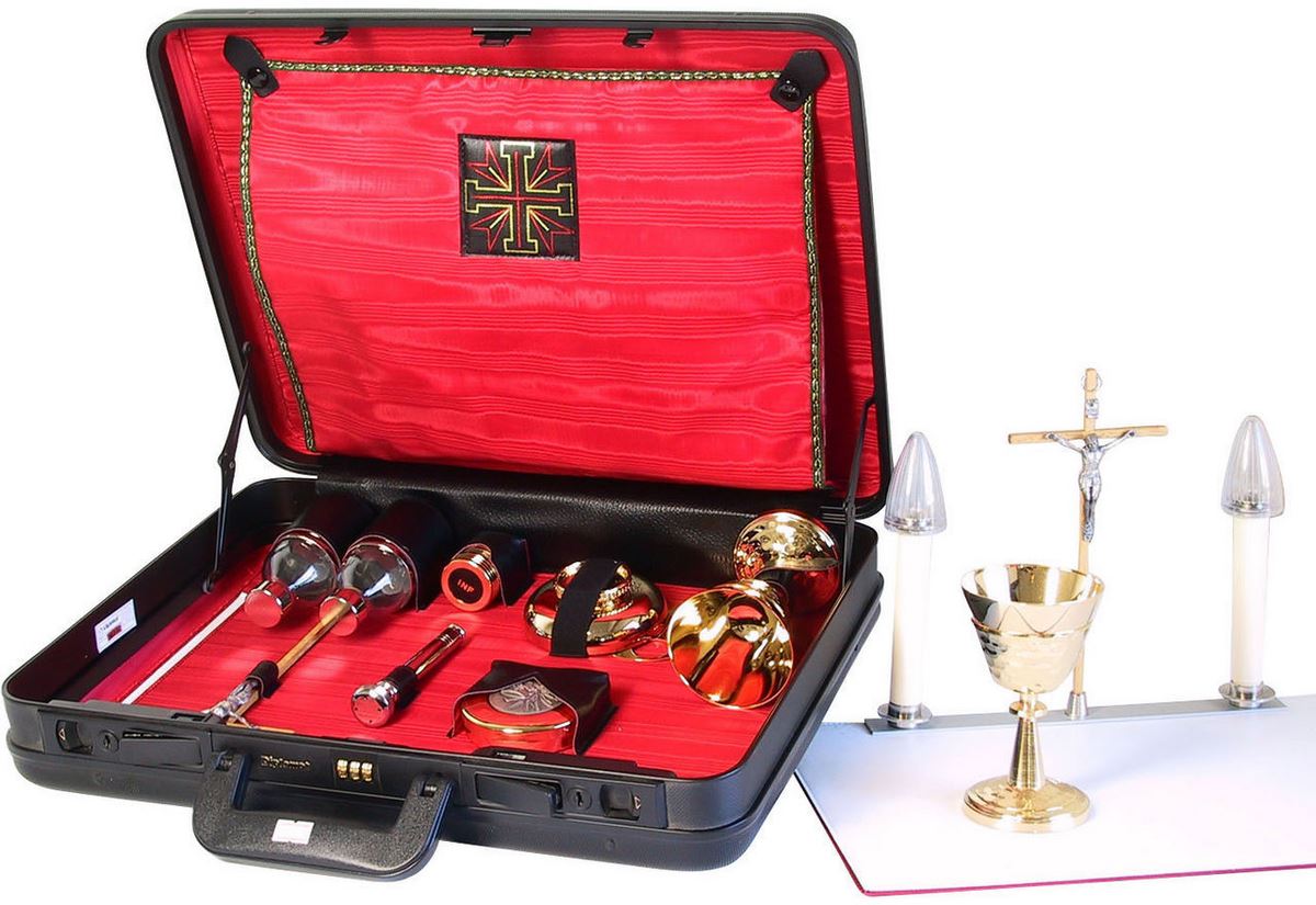 valigia per celebrazioni / santa messa, valigetta per prete con oggetti liturgia, abs, 38x16x11 cm
