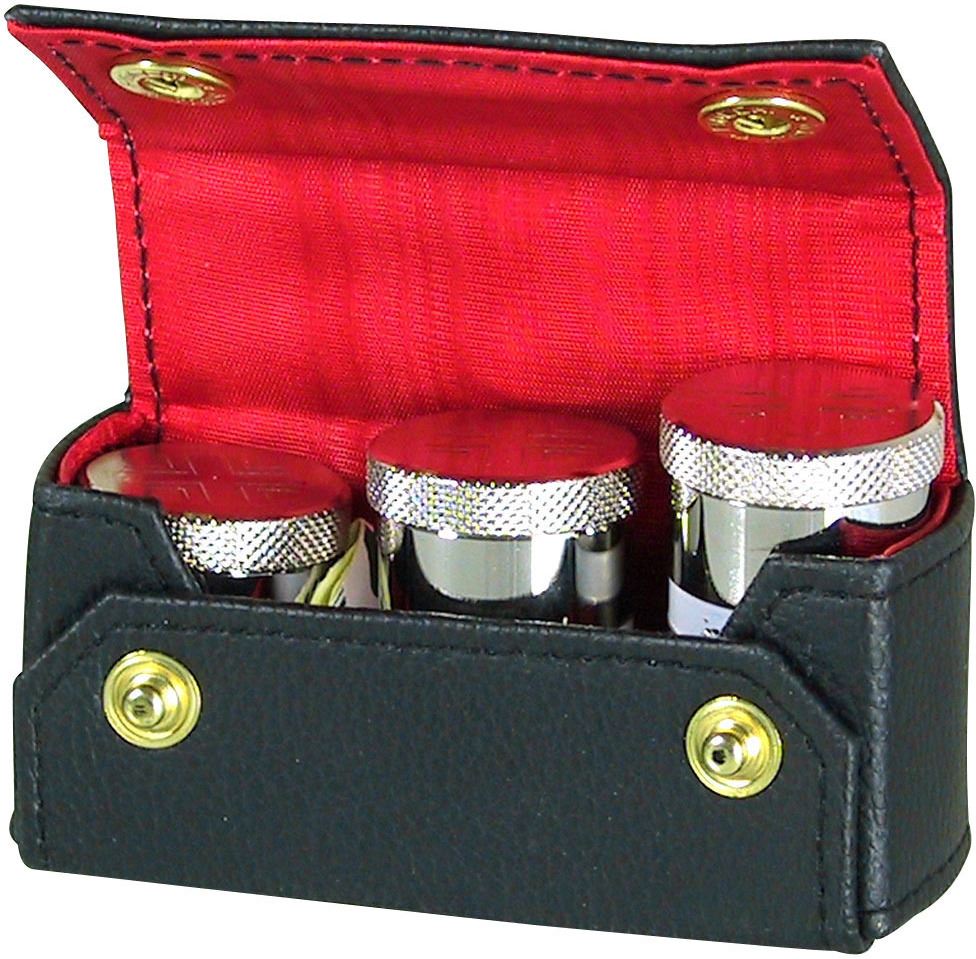 astuccio (kit celebrazione messa) con 3 vasetti affiancati in metallo