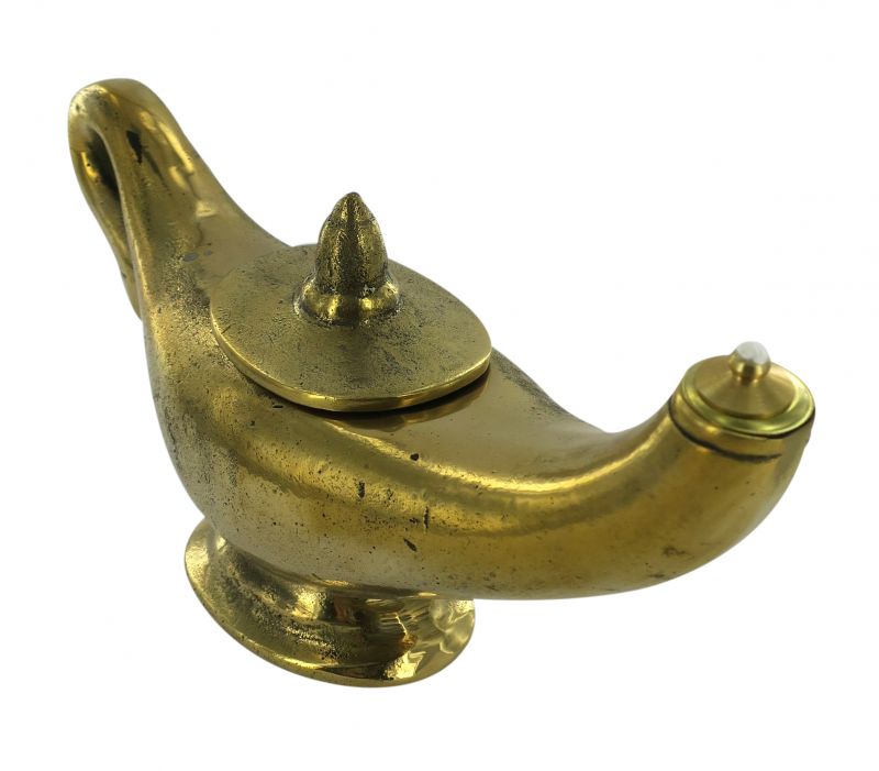 lampada liturgica modello aladino, lanterna per chiesa a cera liquida, ottone color oro, 9 x 20 x 6 cm