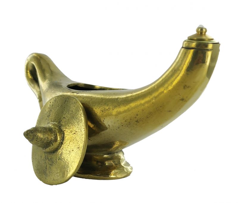 lampada liturgica modello aladino, lanterna per chiesa a cera liquida, ottone color oro, 9 x 20 x 6 cm