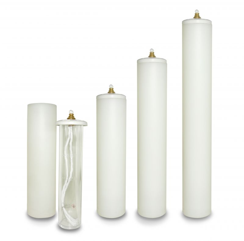 candela a cera liquida con cartuccia diam. 5 cm per candela alta 40 cm