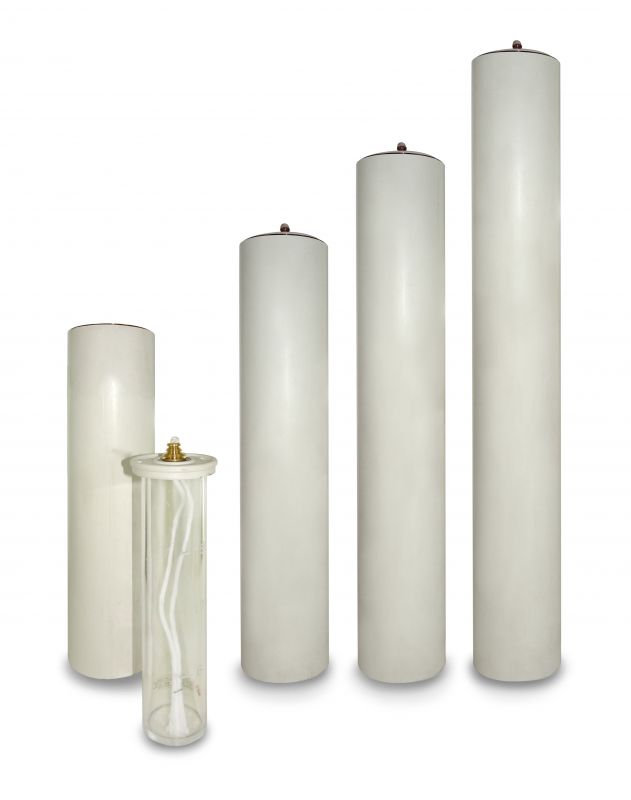 candela a cera liquida con cartuccia diam. 6 cm per candela alta 20 cm