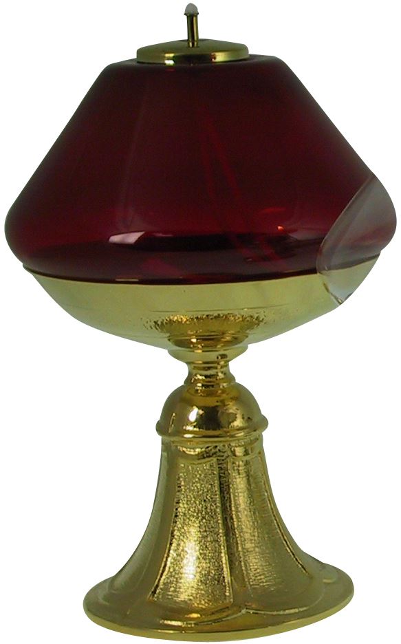 lampada rossa su base in ottone dorato - Ø 14 x 21 cm 