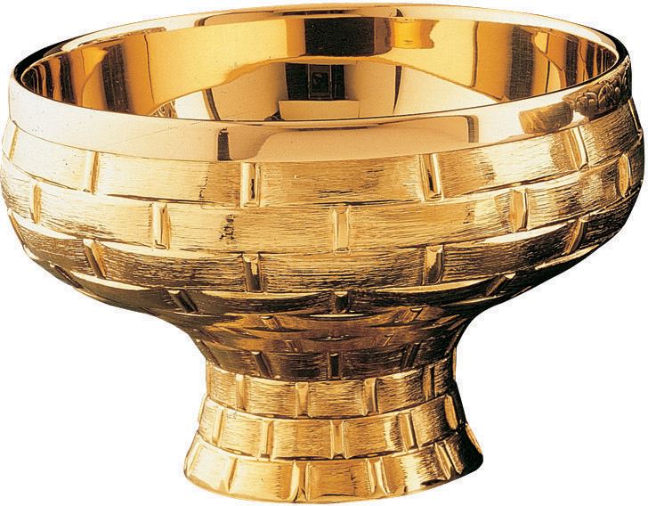 pisside offertorio in ottone dorato con finiture in rilievo - 9x14 cm - molina
