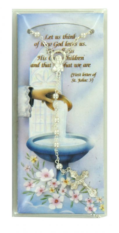 bomboniera battesimo: libretto ricordo del battesimo con rosario - inglese