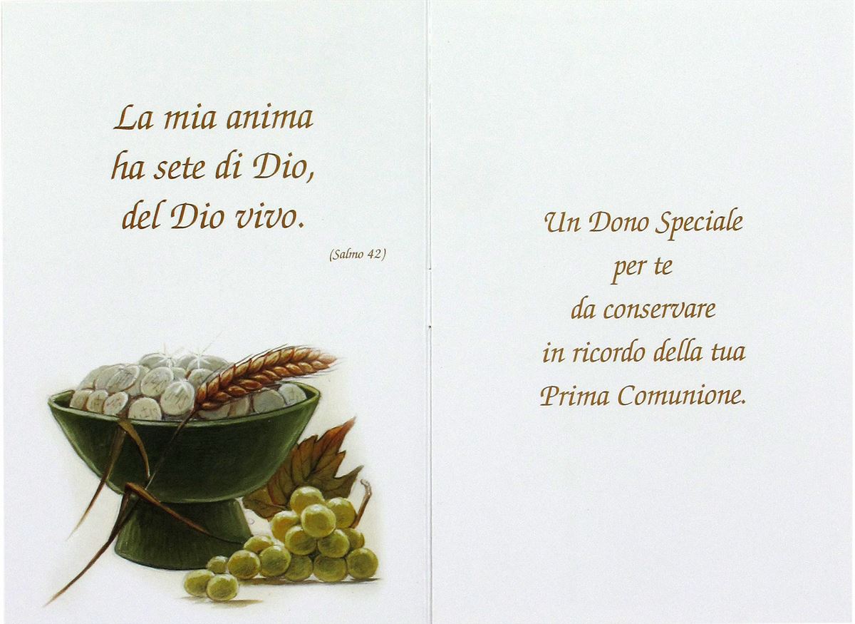 bomboniera comunione: libretto ricordo della prima comunione con rosario, testi in italiano