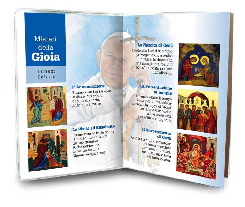 libretto con rosario san gionanni paolo ii (acquerello) - italiano