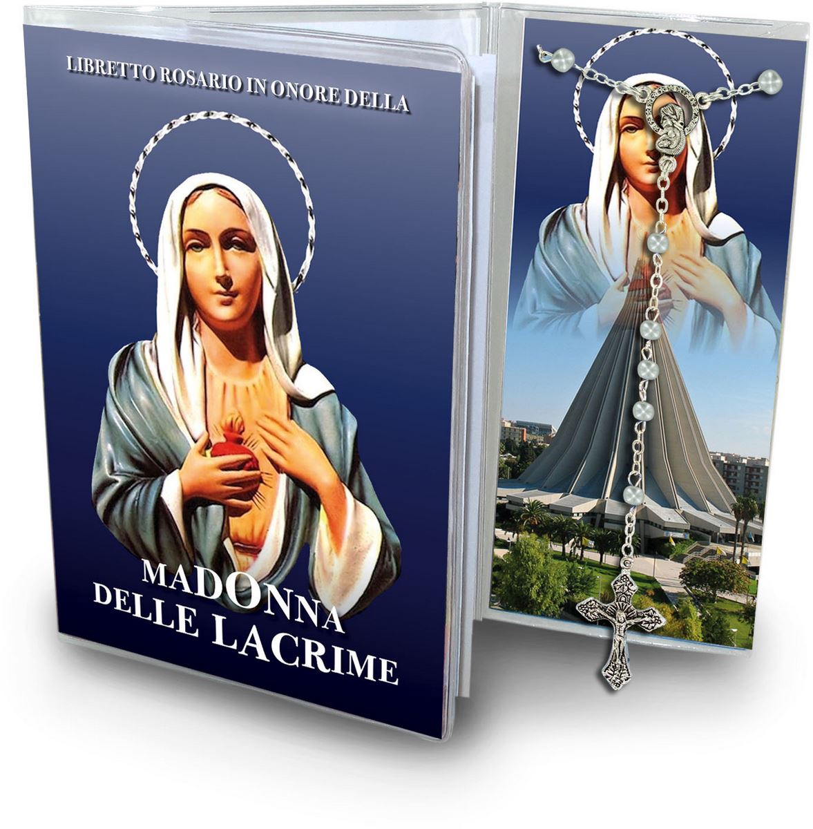 libretto dedicato alla madonna delle lacrime (siracusa) con rosario classico 5 decine - italiano
