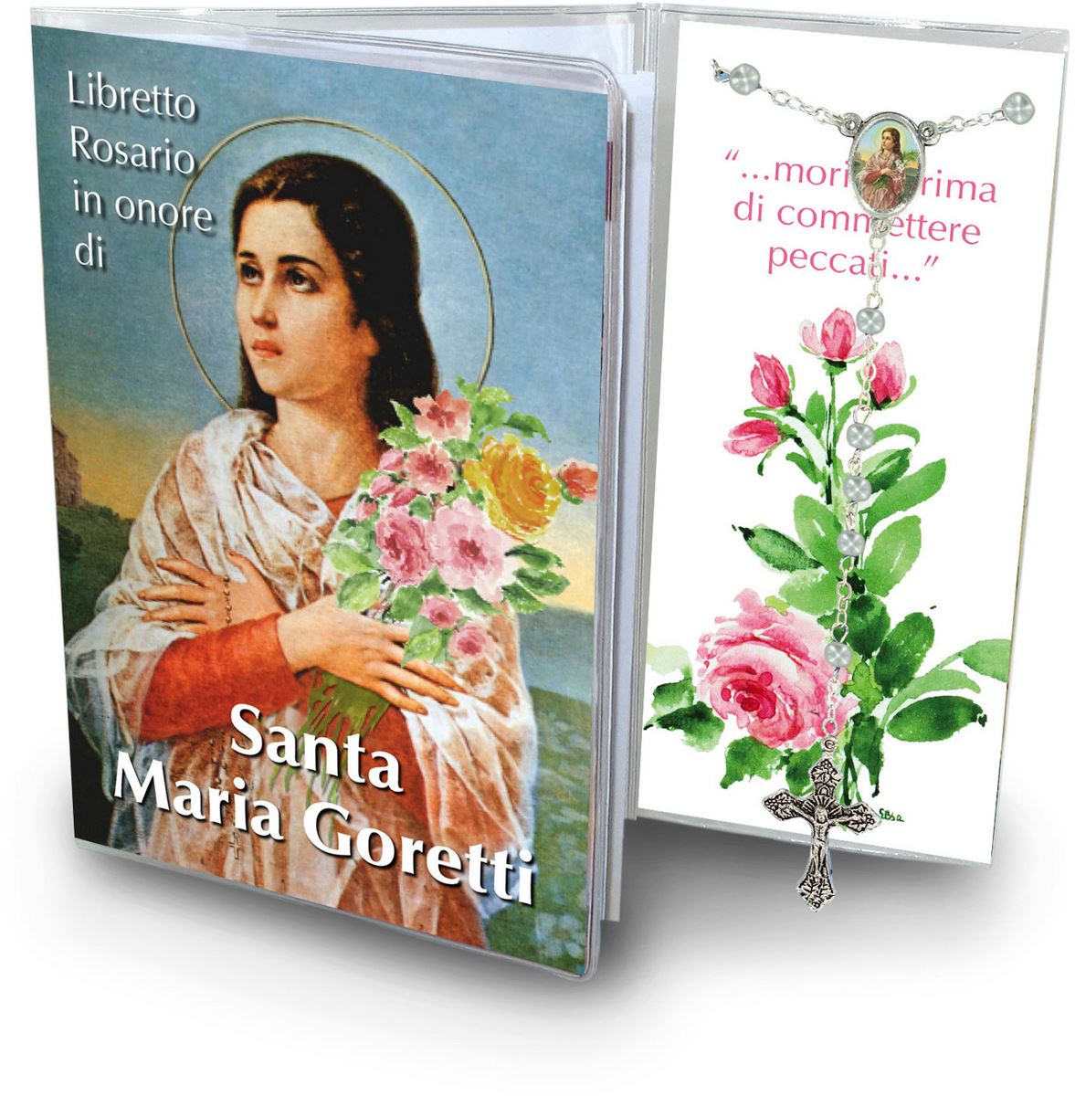 libretto con rosario dedicato a santa maria goretti, testi in italiano