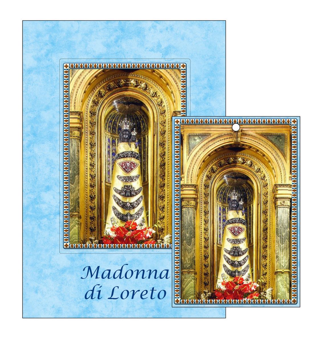 tavoletta madonna di loreto con biglietto fustellato 