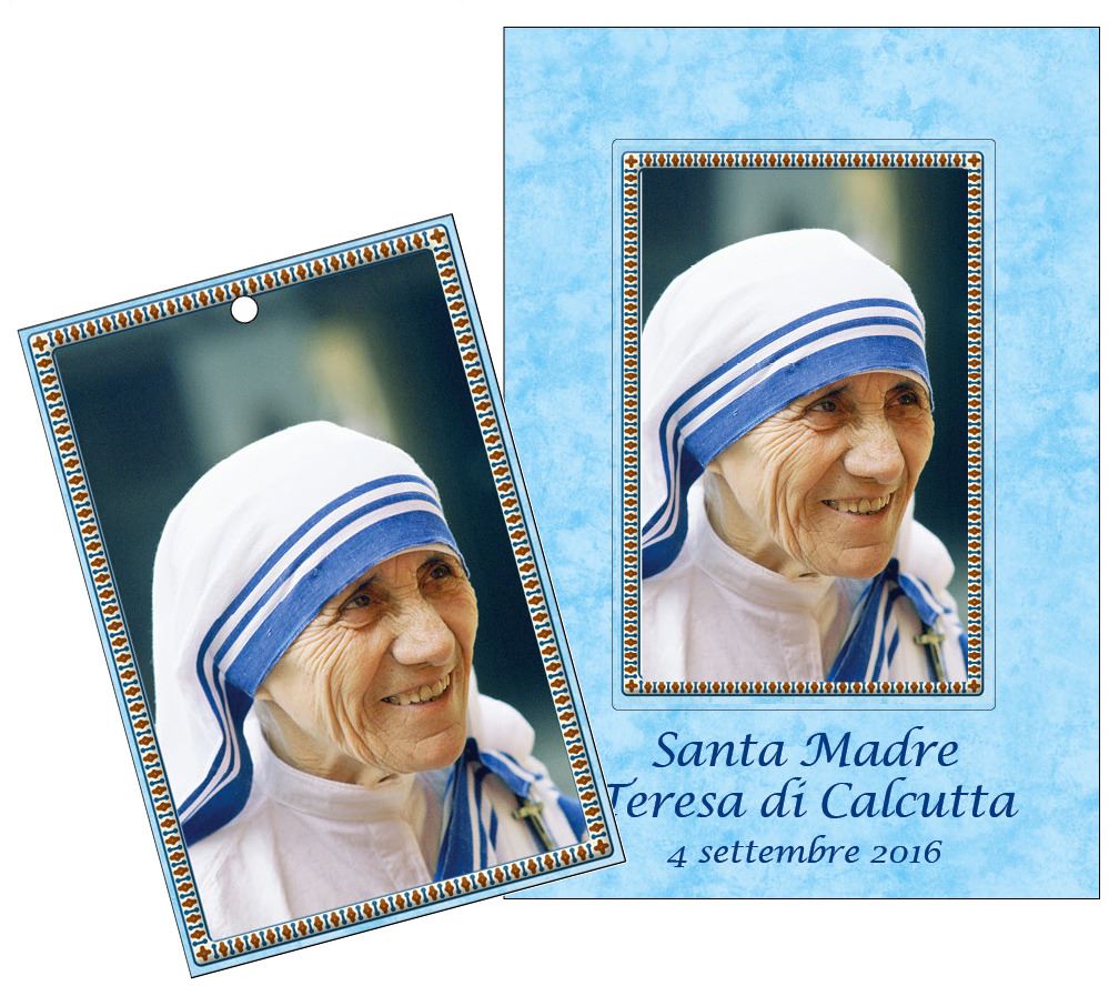 biglietto fustellato con tavoletta di santa madre teresa di calcutta