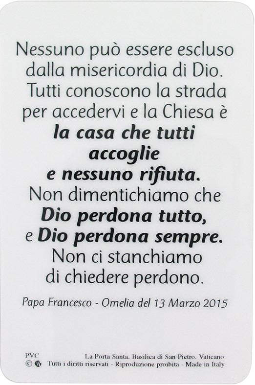 immagine plastificata in pvc porta santa cm 5,5 x 8,5 - italiano