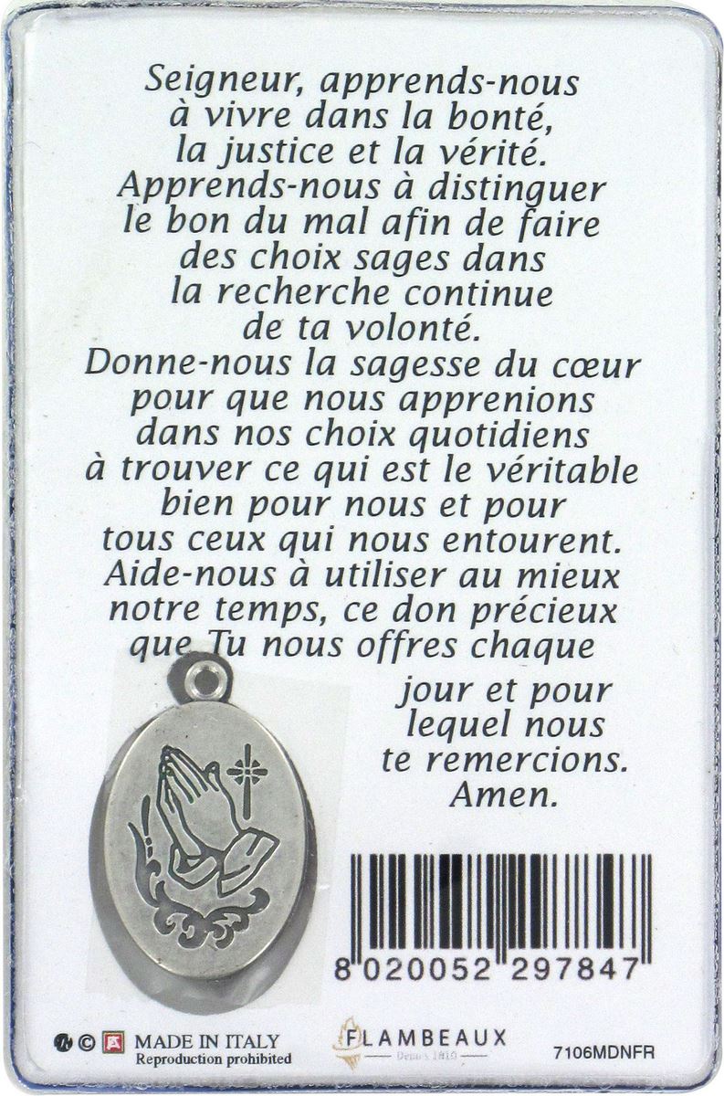 card maria che scioglie i nodi con medaglia - 5,5 x 8,5 cm - francese