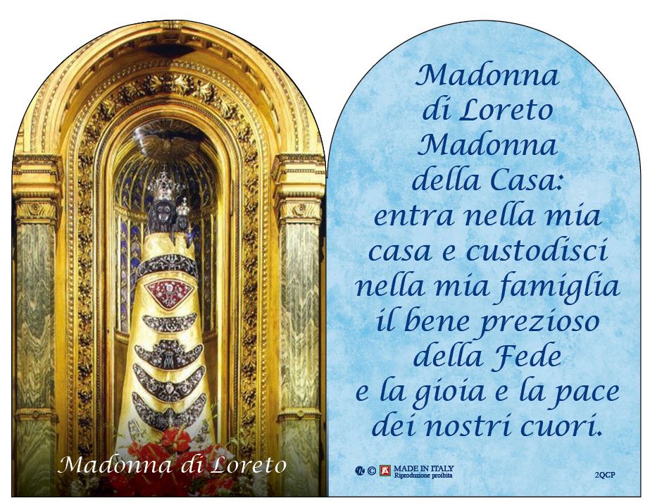 quadretto in legno doppia cupola cm 8,9 x 11,5 con supporto -madonna di loreto