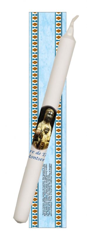 candela madonna di montserrat con preghiera cm 4,5 x 25