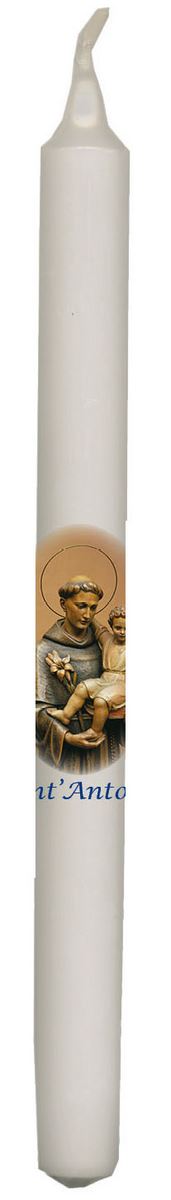 candela di sant'antonio in blister con preghiera, fatta a mano in italia (2,5 x 25,5 x 2,5 cm)