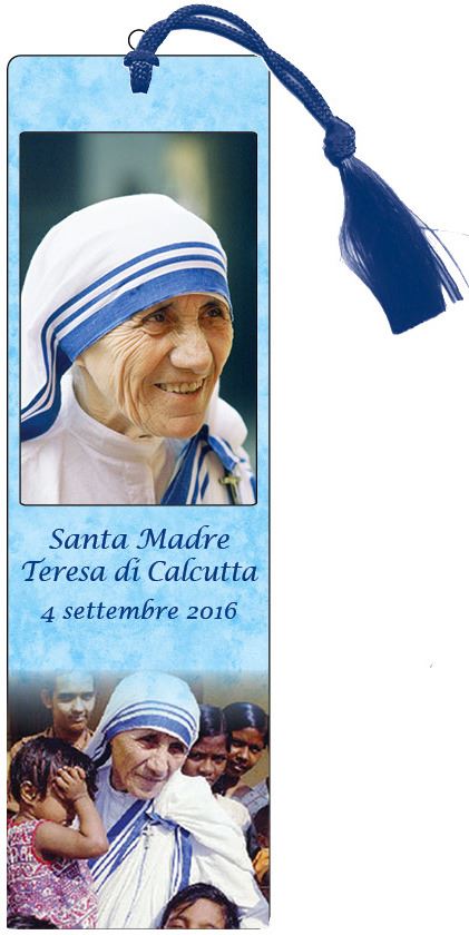 segnalibro santa madre teresa di calcutta con fiocchetto - 3,8 x 12,6 cm