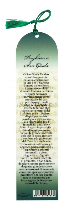 segnalibro san giuda taddeo a forma di cupola con fiocchetto verde - 5,5 x 22,5 cm