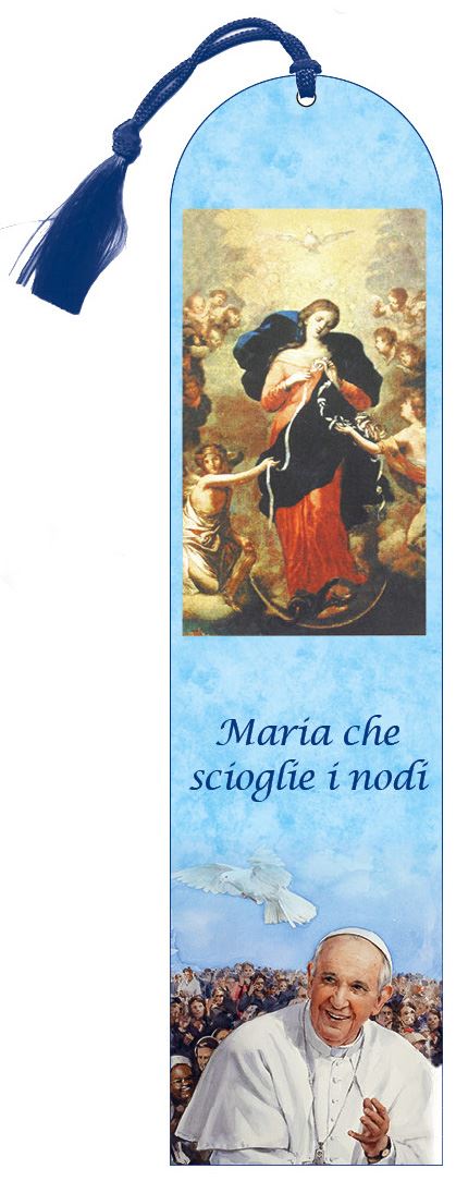 segnalibro maria che scioglie i nodi a forma di cupola con fiocchetto - 5,5 x 22,5 cm