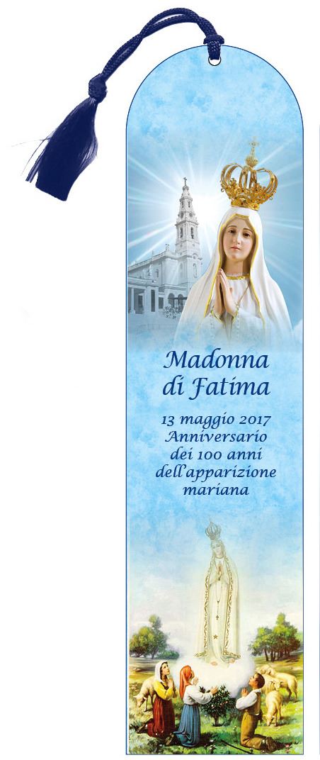 segnalibro madonna di fatima a forma di cupola con fiocchetto (italiano) - 5,5 x 22,5 cm